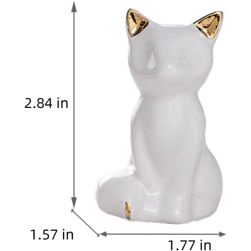 Home Decor Elephant Statues,1 Pair, Small Decorative Accents for Shelves, Livingroom and Bedroom, Gold and White (2pcs Cute Fox)