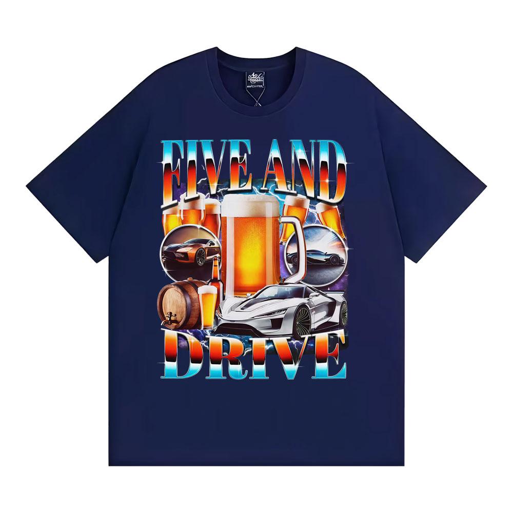 Pět a jízda Vtipné auto Meme Tričko Sarkastické pití Te Muži Ženy Humor Topy Trička ve stylu 90. let Ležérní bavlněné tričko s kulatým výstřihem