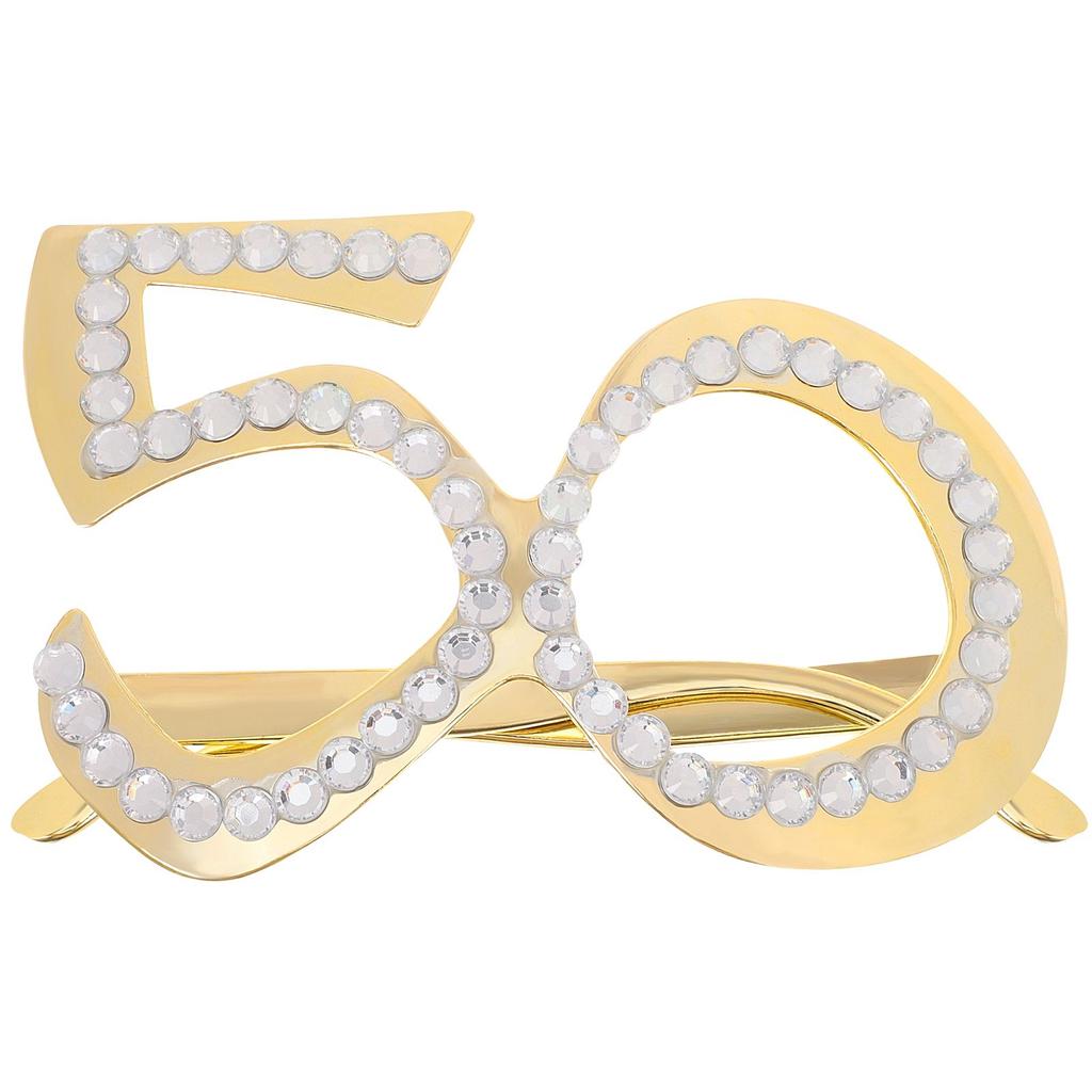1PC 50 Digital Shaped Glasses Lightweight Plastic Frame Glitter Rhinestone Novelty Eyewear Birthday Party Anniversary
