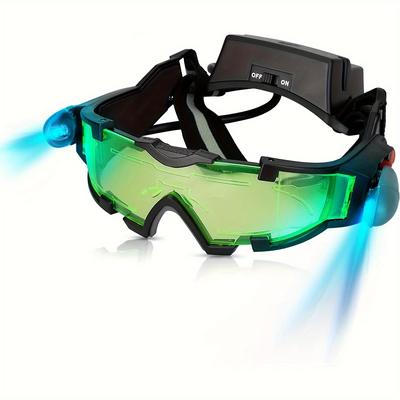 Lunettes de vision nocturne pour enfants, lunettes de vision nocturne réglables avec éclairage rabattable et verres verts (sans batterie