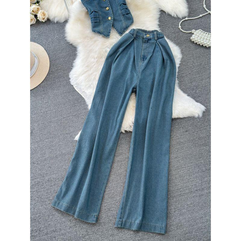 Tube Top Denim Camisole Mid Length Long Length Fashion Suit