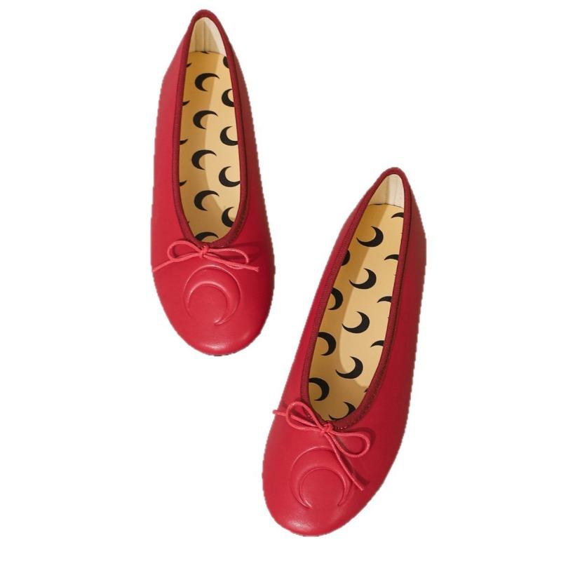 

Весенне-осенние новые ретро балетки женские с принтом луны на низком каблуке Мэри Джейн с бантом легкие туфли для通勤 41 красный