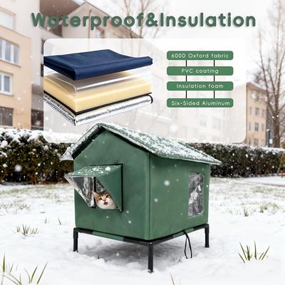 Wasserdichtes Outdoor-Haus für Streunerkatzen, Unterstützung Katzenbett Zelt Tragbar Kältebeständig Wilde Haustierhäuser Winter Warm Katze Zubehör