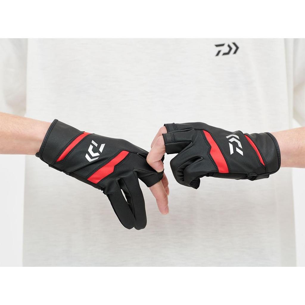 Leather Fit Gloves 3 Cut Black L [Daiwa] DG-1424