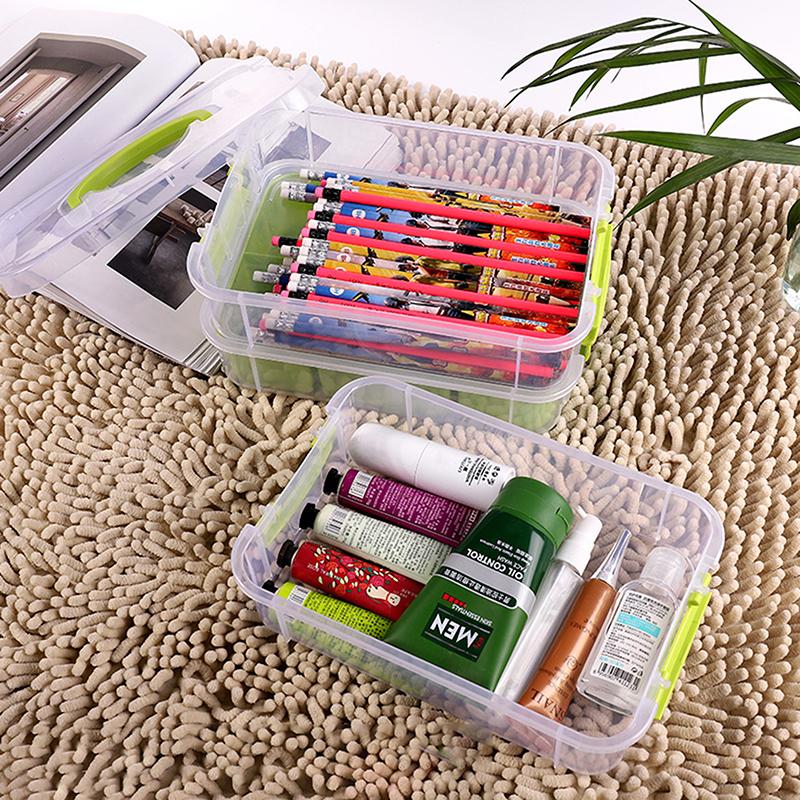 4 Layers Stackable Desk Storage Organizer Transparent Plastic Makeup Organizer Box Durable Jewelry Container Bins Drawer Table