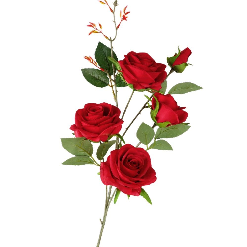 Realistic Simulation Big Rose Handmade Faux Rose Branch Artificial Rose Flower Wedding Party
