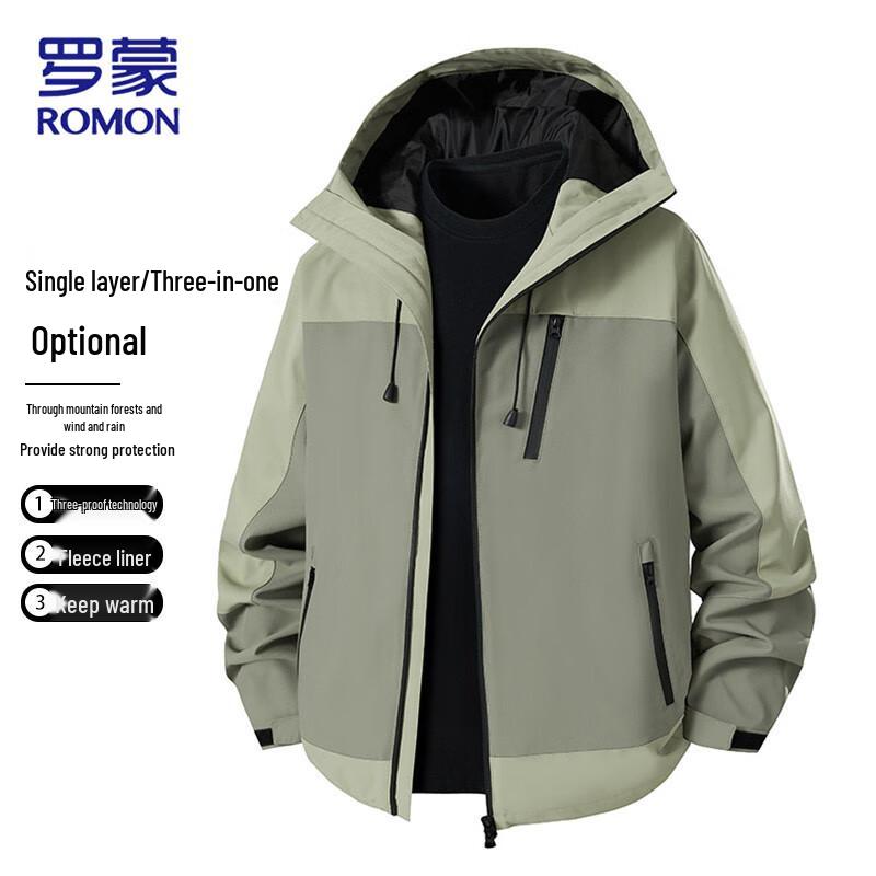 ROMON Men's 3-in-1 Outdoor Windproof Fleece Lined Jacket