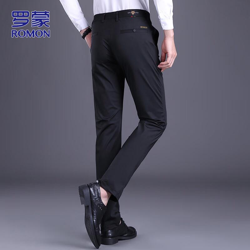 ROMON Men's Autumn/Winter Straight Fit Business Casual Pants