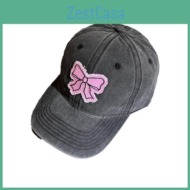 Casual Cotton Bow Baseball Cap With Curved Brim For Daily Wear In Warm Seasons