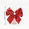 Large Shiny Sequin Bow Christmas Tree Topper with Spring Base
