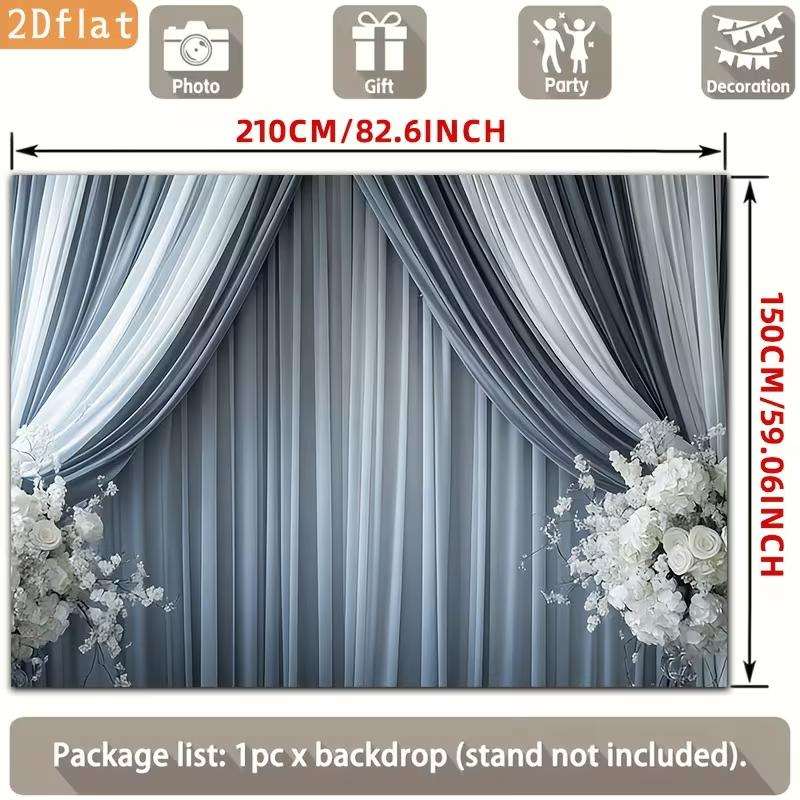 Grey Drape Backdrop with White Flowers for Wedding, Reception and Ceremony