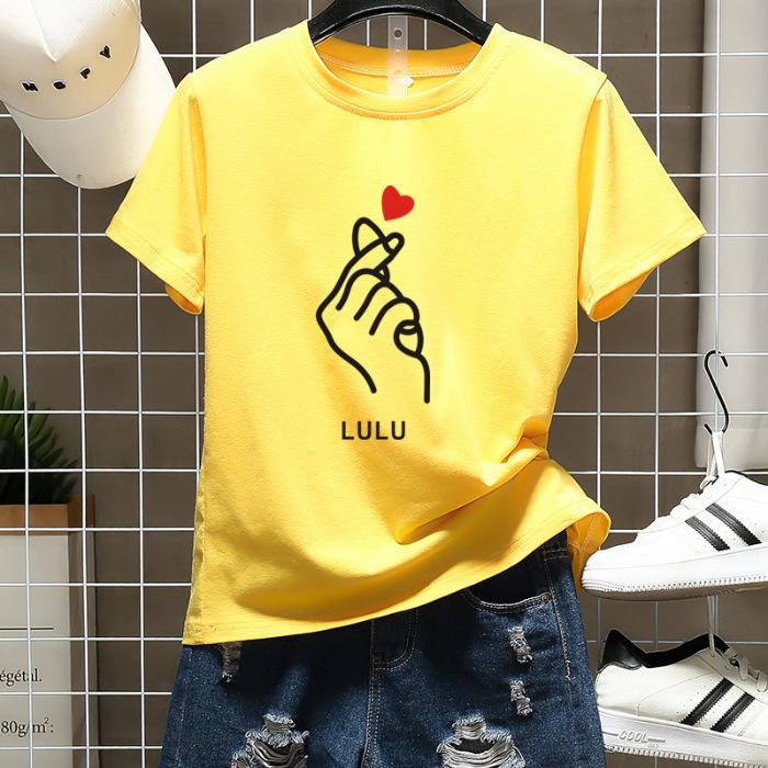 Casual cartoon new summer round neck short-sleeved women's T-shirt top loose couple student k874 #