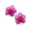 Exaggerated Handmade Bead Purple Resin Acrylic Large Flower Earrings