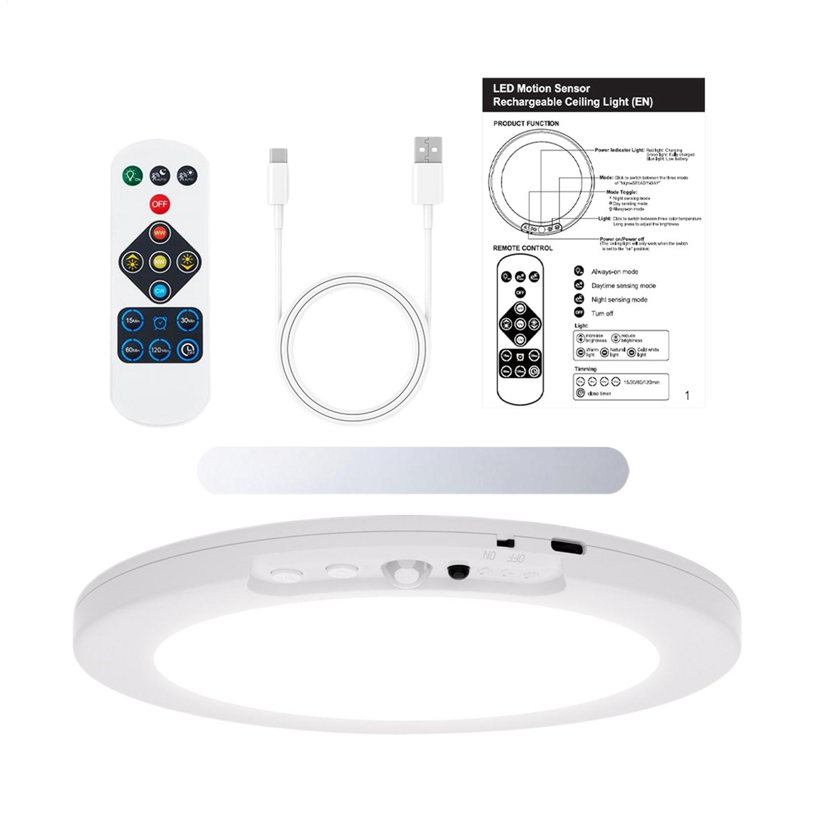 Battery Powered Ceiling Light Wireless Rechargeable Lamp Battery Operated Ceiling Light With Remote For Home Pantry Shower Stair China Mainland