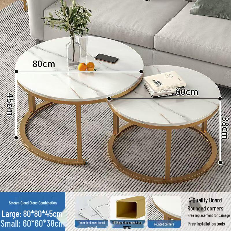 Simple Modern Light Luxury Coffee Table - Small Round Side Table for Living Room or Bedroom