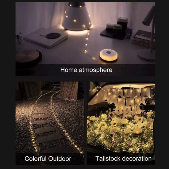 Camping String Light IP67 Waterproof Flexible Multiple Lighting Modes Rechargeable Tent Fairy String Light Outdoor Decor