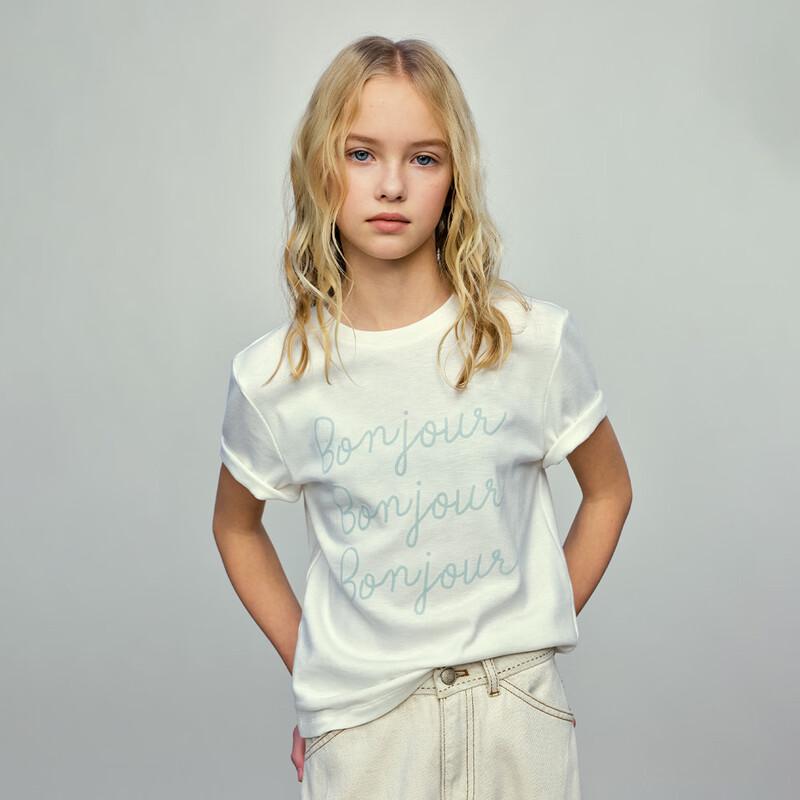 ELLE KIDS Girls' Casual Letter Print Short-Sleeve T-Shirt