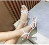 Heel Femmes Sexy Talons Clairs Sandales Pantoufles Dames Croix Sangle Boucle Chaussures