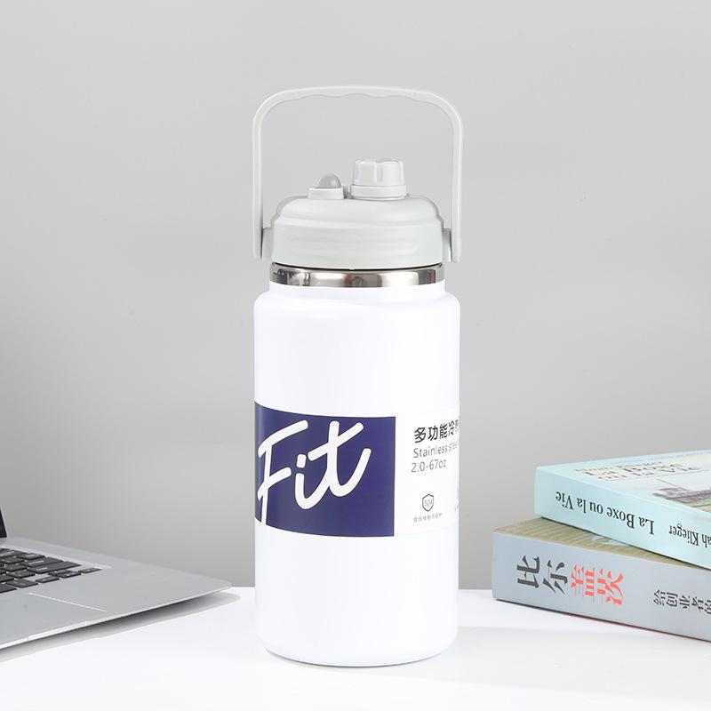 50oz New large capacity insulation bucket, Multi-functional 304 stainless steel thermo jug, Outdoor portable sports kettle, 1.5L