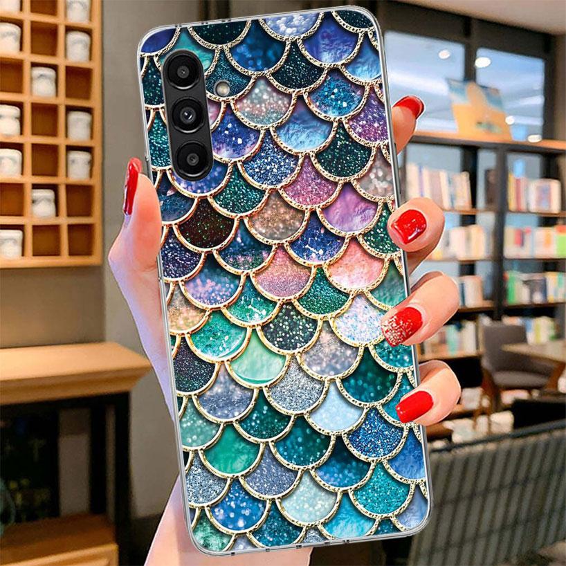 Fish Scale Pattern Mermaid Phone Case For Samsung Galaxy A17 A37 A57 A16 A26 A36 A56 A15 A25 A35 A55 A14 A24 A34 A54 A13 A23 A33