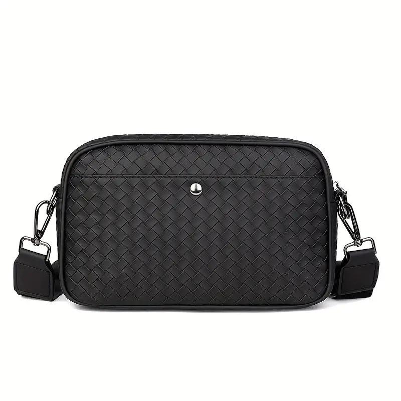 2024 Men's Trendy Woven Small Square Bag - Casual & Business Dual-Use Crossbody/Shoulder Bag