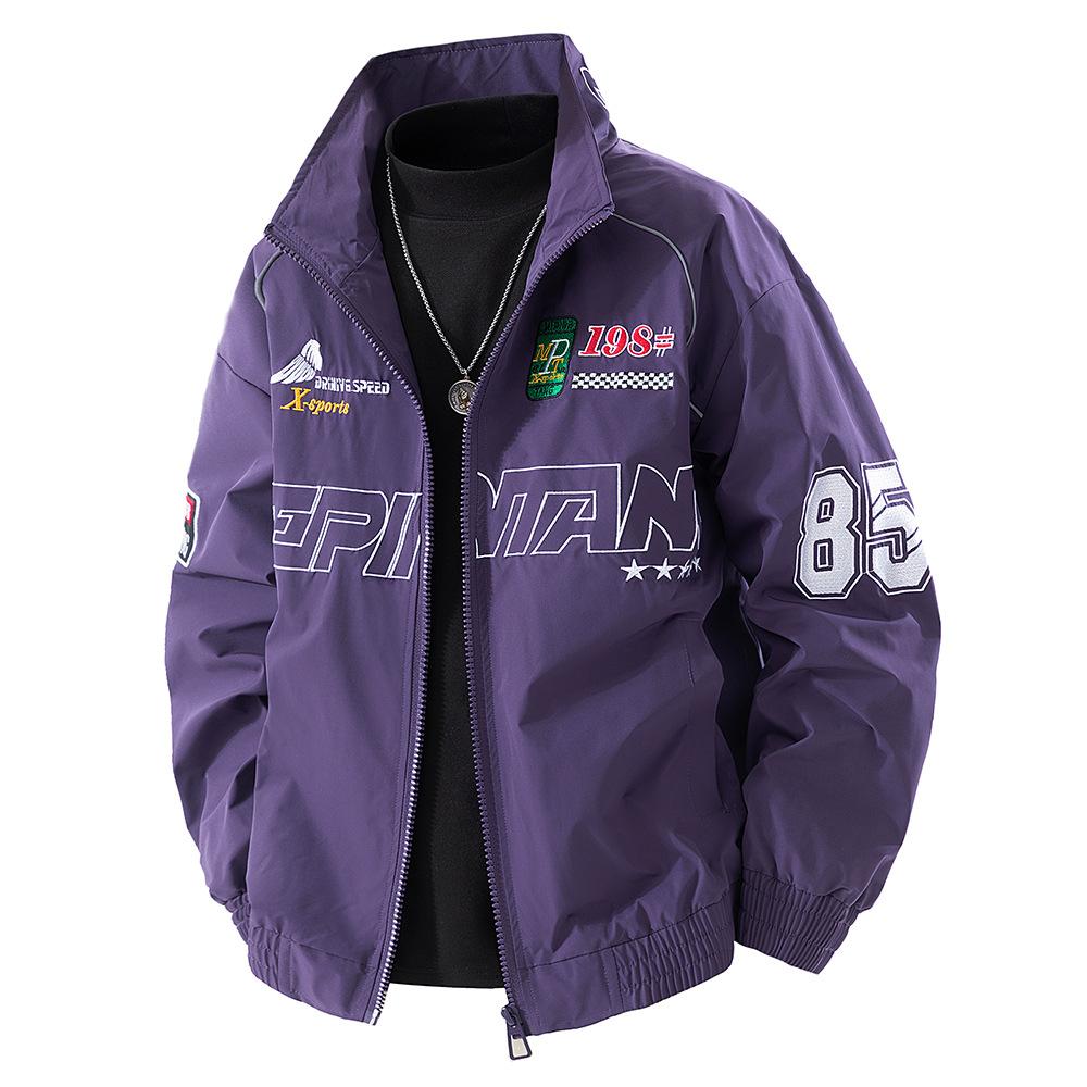 

Повседневная куртка-бомбер мужская весенне-осенняя уличная красивая куртка со стойкой, велосипедный вышитый топ 3XL