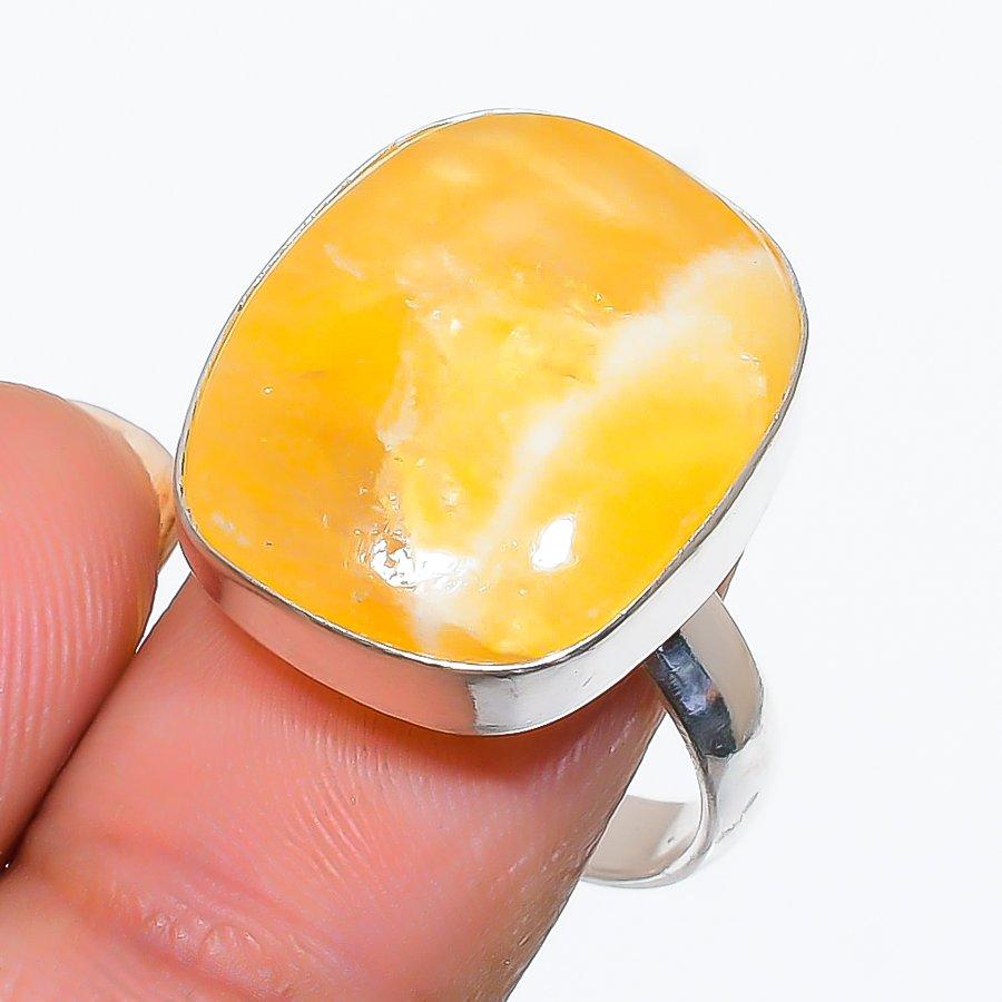 

Yellow Septarian Gemstone Handmade 925 Sterling Silver Jewelry Ring Size 8 GK-4691