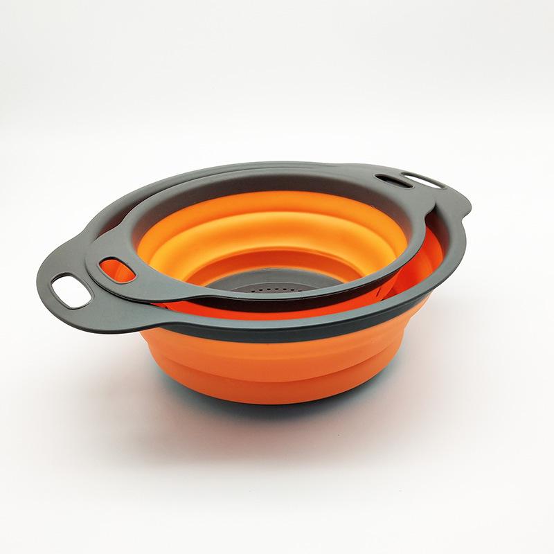 Collapsible Round Silicone Colander: Telescopic Fruit & Vegetable Washing Basket