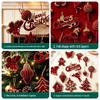 Red Flocking Christmas Tree Ornaments with Bow for Holiday Decor