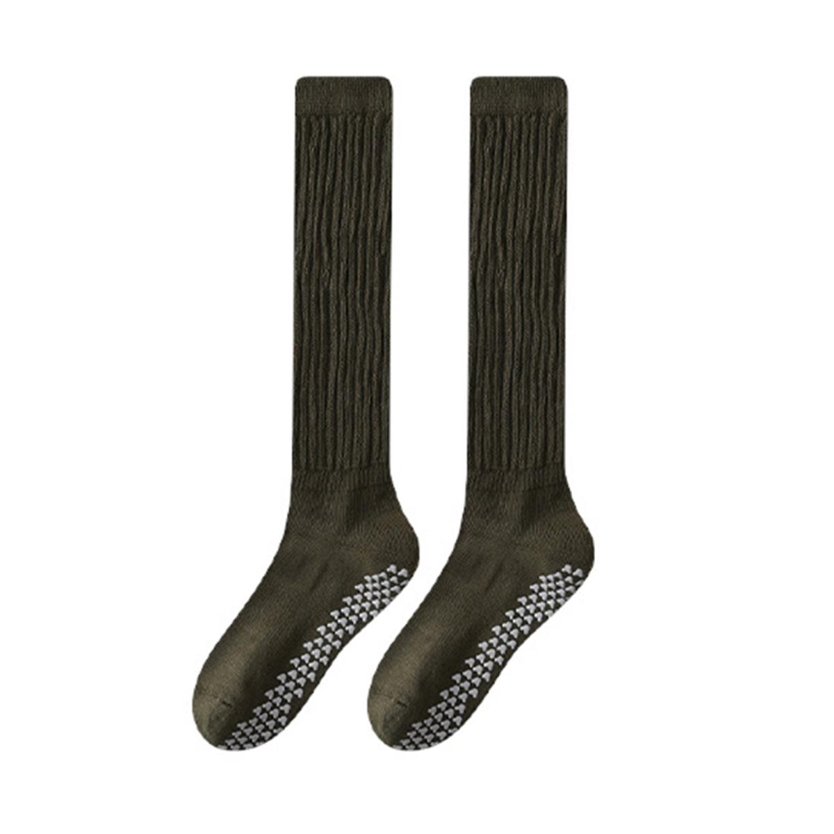 

1 пара женских зимних носков для йоги, компрессионные носки для йоги с силиконовой подошвой, длинные, высокоэластичные, нескользящие, теплые чулки зелёный