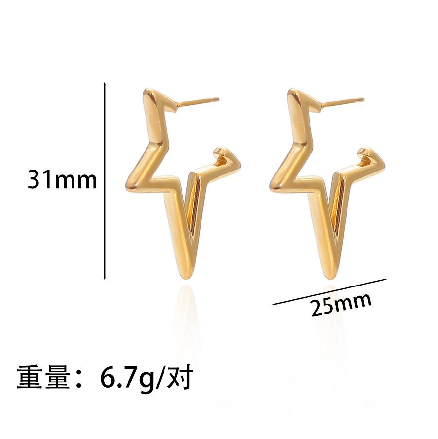 

European and American stainless steel earrings K gold geometric stars light luxury trend titanium steel retro earrings Vacuum plating 18k