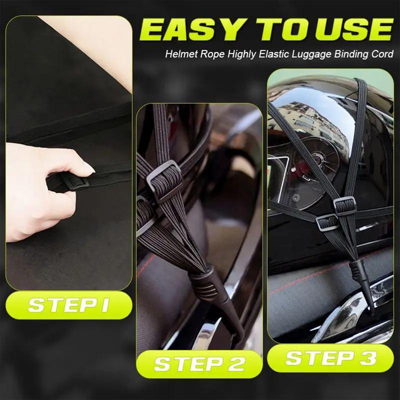 Motorcycle Straps Retractable Luggage Fixed Strap Multi-Function Elastic Rope with 2 Hooks for Travel Transport Motor Sports