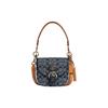 Kleo 17 Classic Monogram Chambray Full Print Saddle Bag Women Shoulder Bag Dark-Blue Black C8512-IMDEI