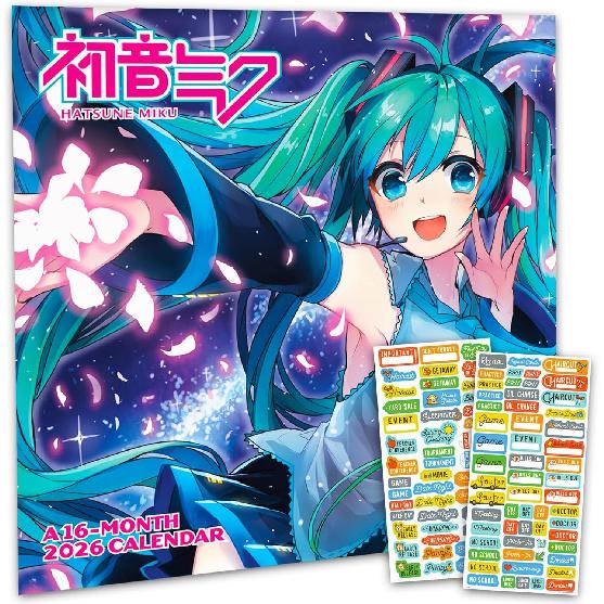 

Календарь Hatsune Miku 2026 - Делюкс 2026 Аниме Hatsune Miku Настенный календарь Комплект с более чем 100 стикерами-напоминаниями (Подарки Vocaloid, Канцелярские товары)