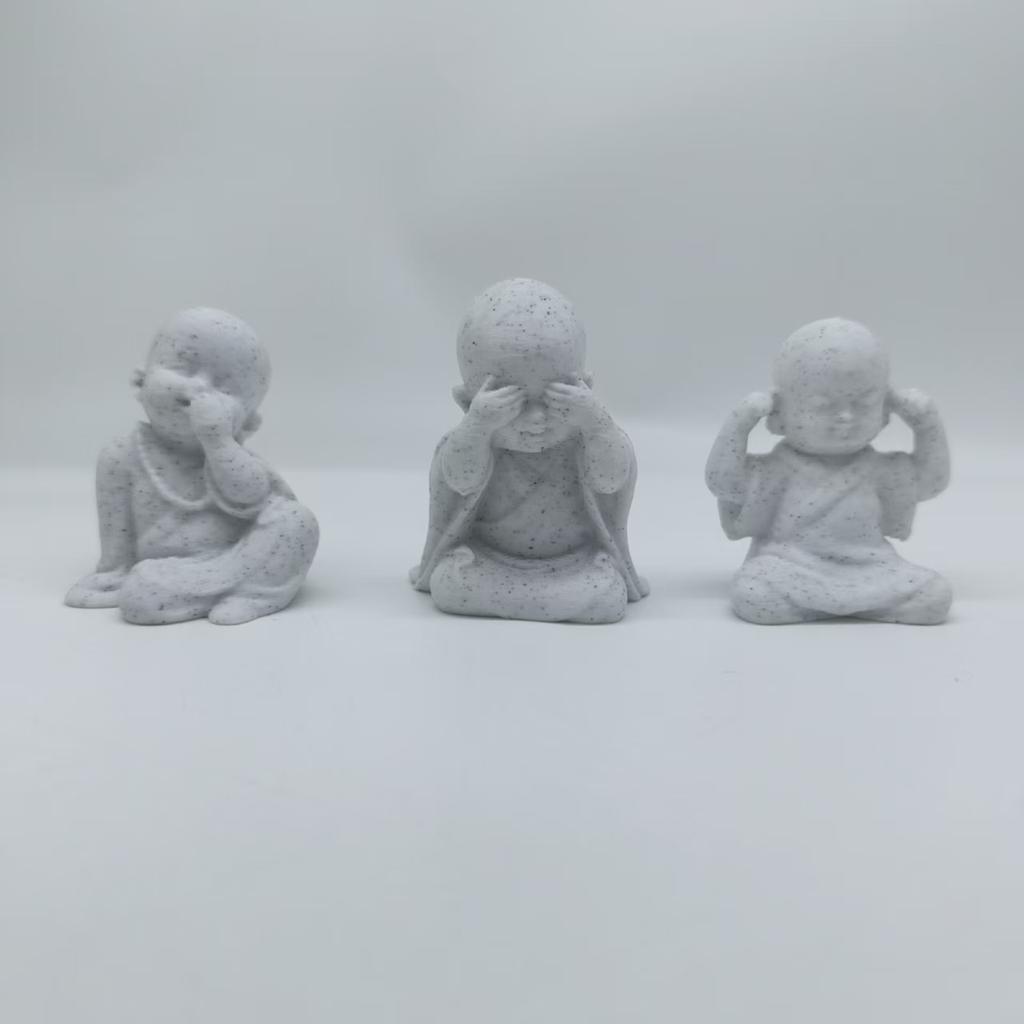 Three-Piece Zen Three Nonnes Statue Set, 3D Printed Zen Little Monks, Three Little Monks Who Don'T Listen, Don'T Look, Don'T Speak, Creative Bu