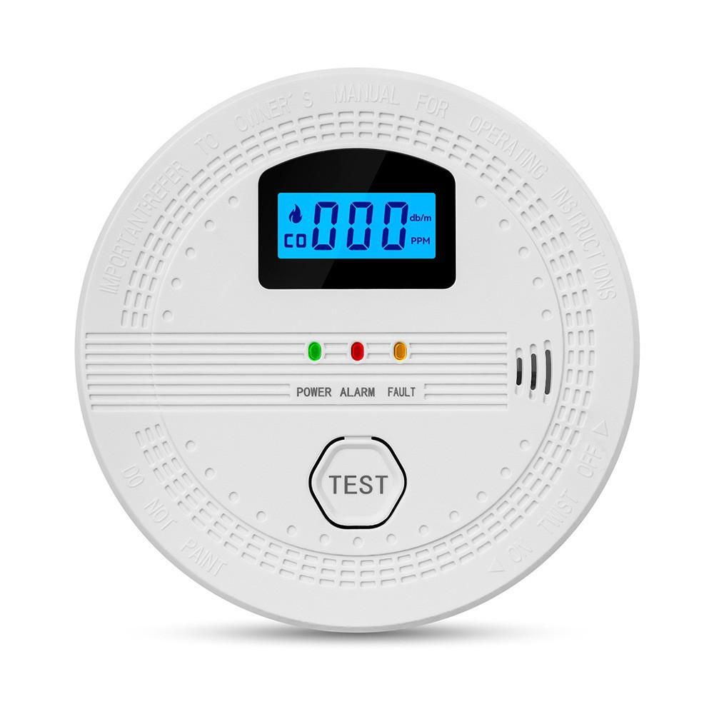 CO Detector Carbon Monoxide Alarm Battery Operated with Digital Display, Smoke Coal Gas Leakage Sensor for Home Safety