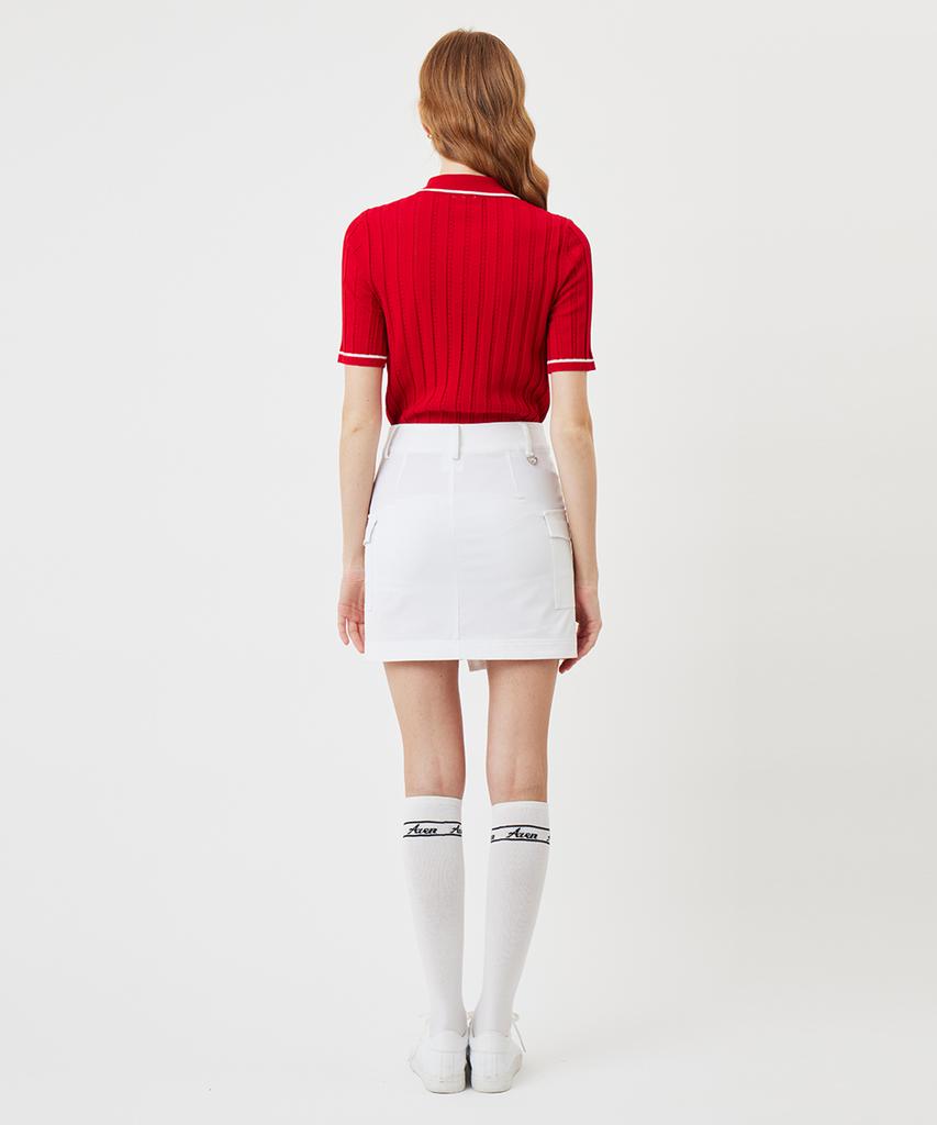 AVEN Evenbear Half Knit Polo Shirt Red