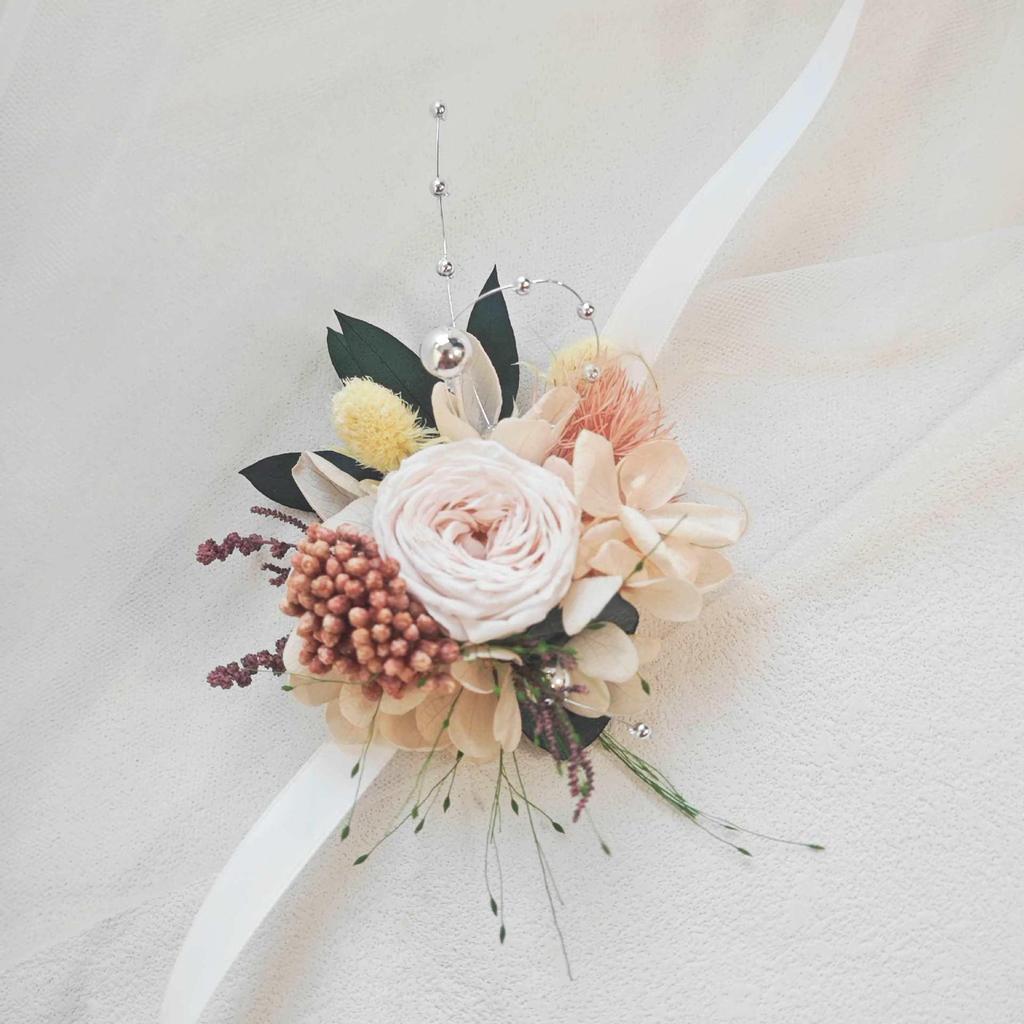 Preserved Flower Wedding Boutonniere & Wrist Corsage Set
