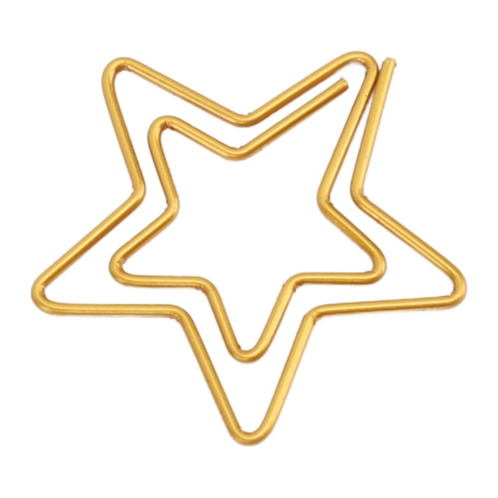 100PCS Gold Color Cute Paper Clips Star Shaped Metal Paper Clips Decorative Paper Clips Home