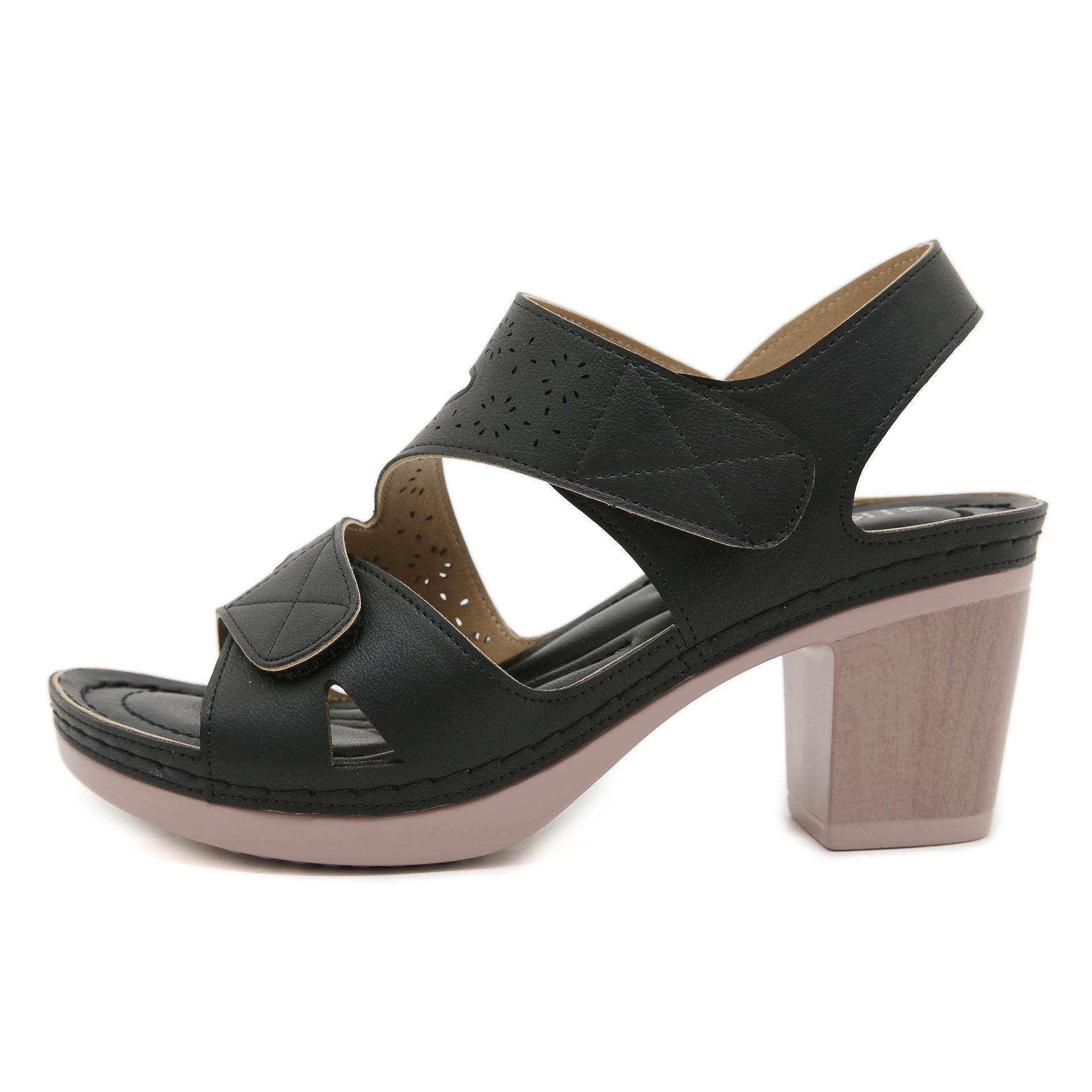 

Летние милые босоножки HX, женские атмосферные модные туфли на танкетке большого размера, пляжные сандалии 42 чёрный