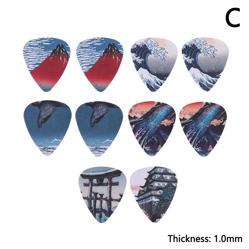 10Pcs Mixed Painting Shrapnel Guitar Picks Plectrum Smooth Guitar Picks For Bass Ukulele Acoustic Electric Guitar Accessories C