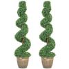 Set of 2 Artificial Boxwood Spiral Plants, 120cm, with Pot Included. Green