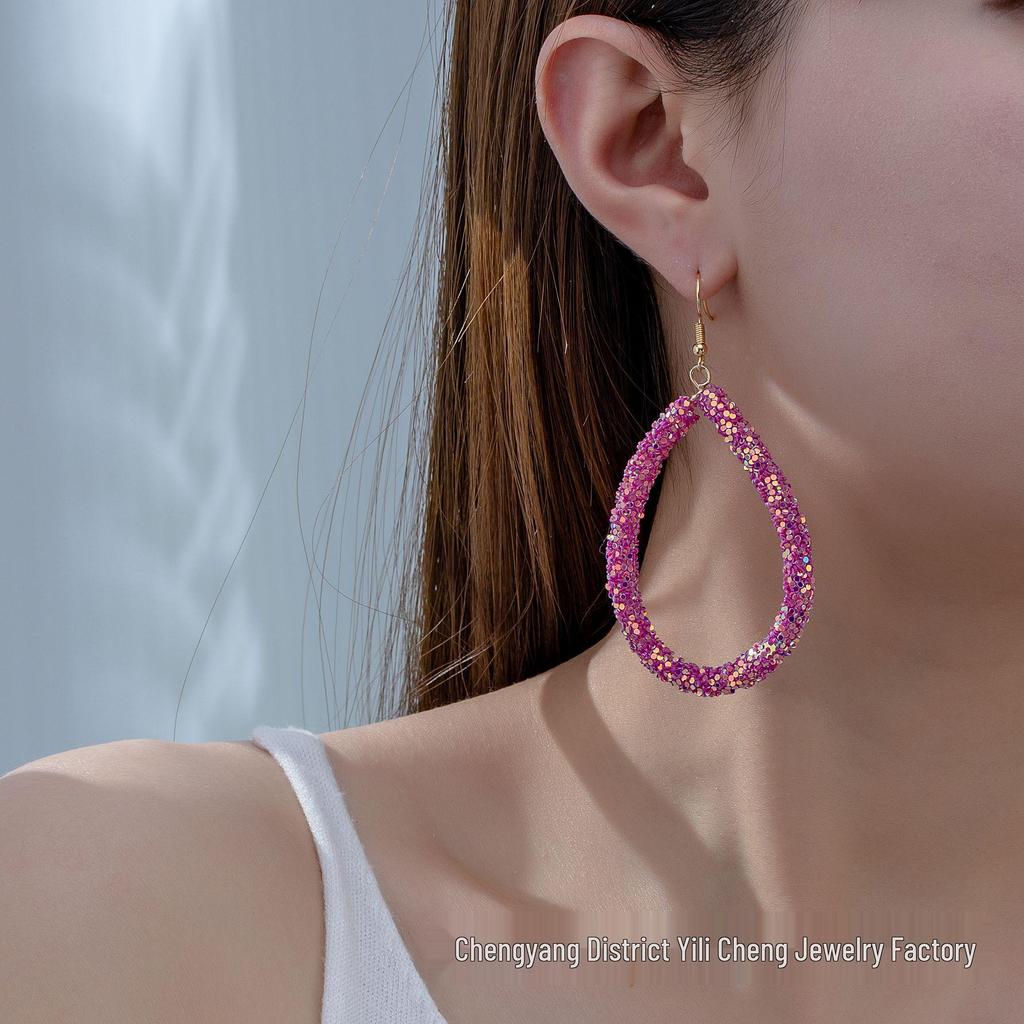 Summer Korean Style Geometric Oval Dangle Earrings - Women's Fashionable Small Fresh Gift