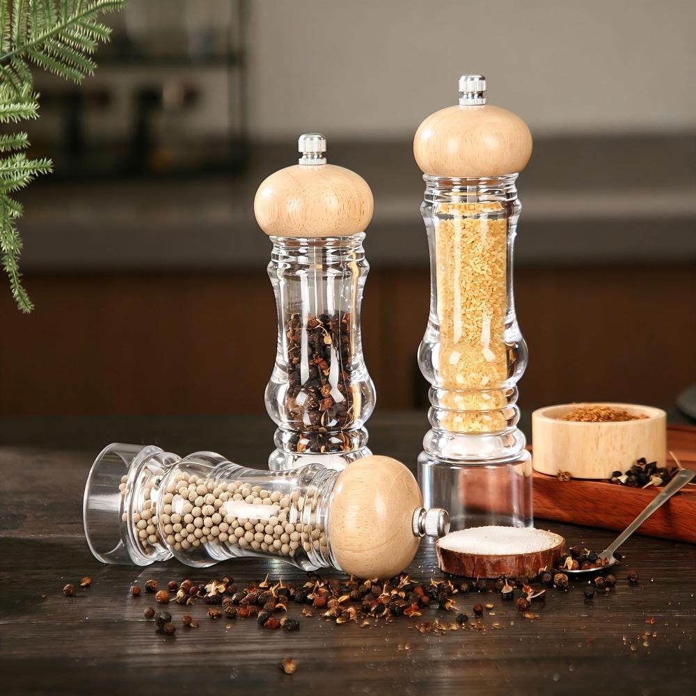 Manual Acrylic Pepper Salt Grinder Adjustable Coarseness Salt and Pepper Grinding Bottle  Steak