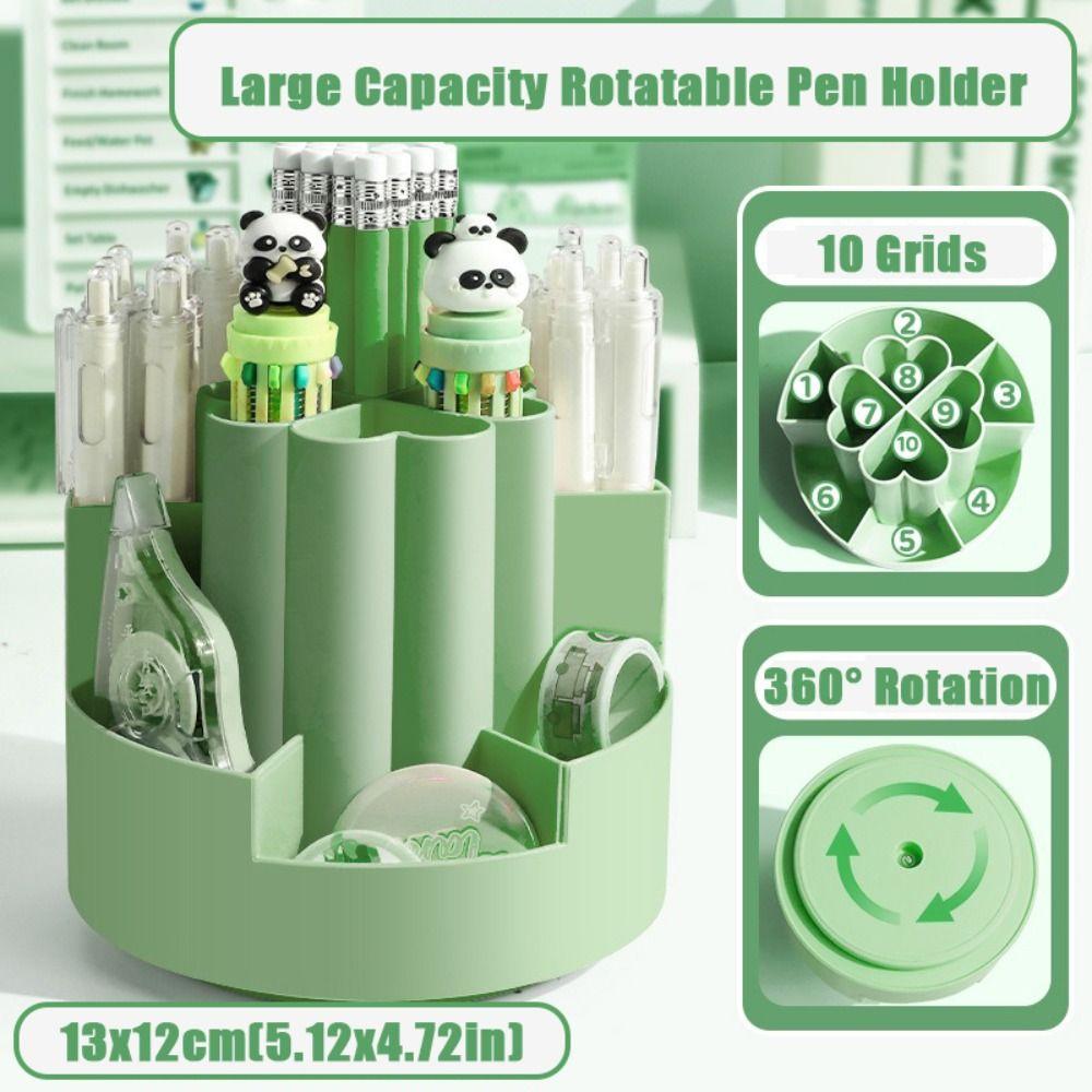 Plastic Pen Container 7/10 Grids Stationery Storage Box Cartoon Pen Holder  School Office