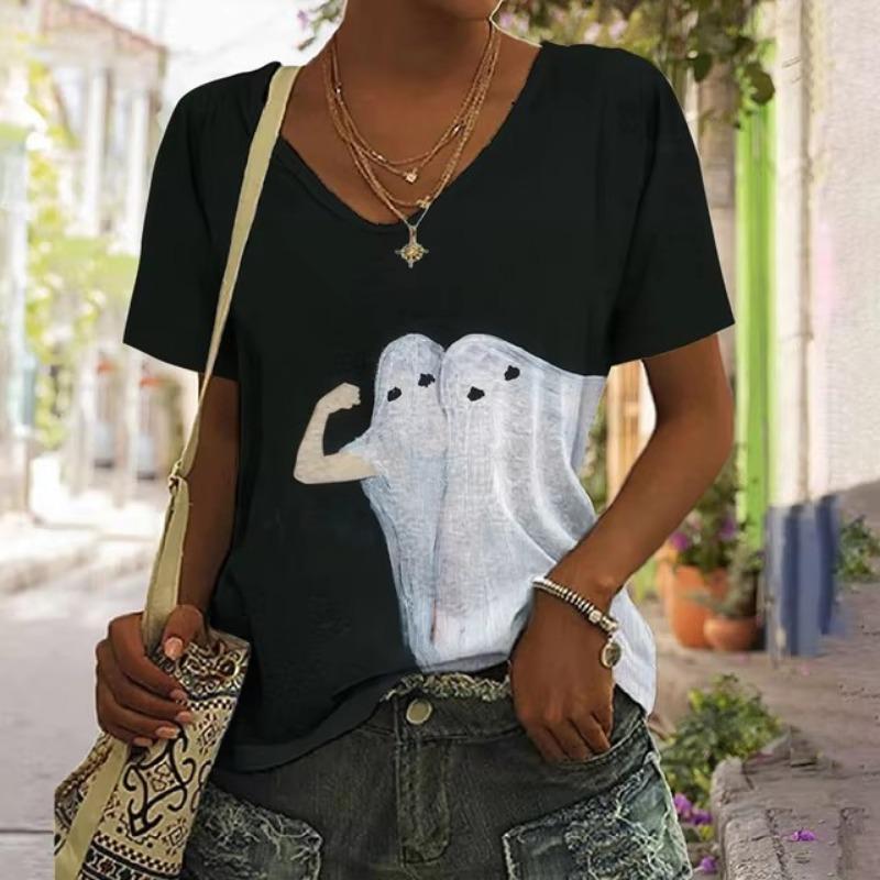 Футболка женская 3D смешной принт Spectre V-образный вырез с коротким рукавом базовые — фото 4