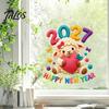 Easy Installation Window Stickers Chinese New Year Stickers, 2027 Goat Static Clings, Cute Glass Clings Crochet Knit Sheep Decals, Reusable Decor for