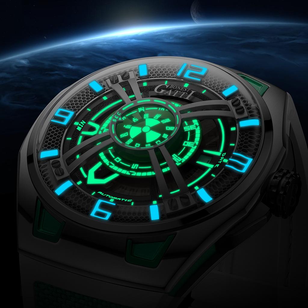 Bonest Gatti Uhren Herren Hohle mechanische Uhr Automatik Wasserdicht Mode Temperament Uhr
