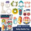 Infant and Toddler Chewable Teether Rattle Set 0-1 Year Old Baby Soft Rubber Hand Grip Ball Bag Rattle