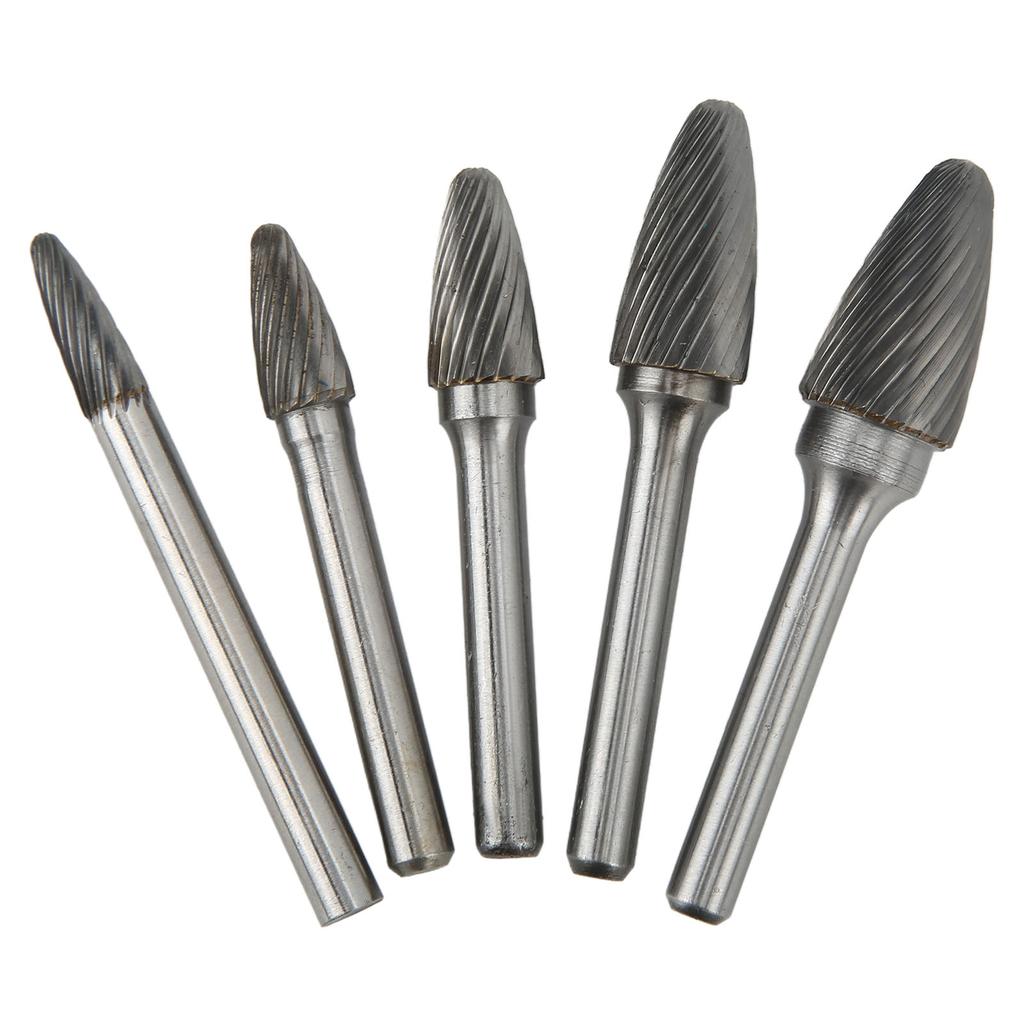 5 Stück Hartmetallfräser Einfachverzahnt Rotationsfeile mit 6mm 0.24in Schaft zum Gravieren Polieren Bohren